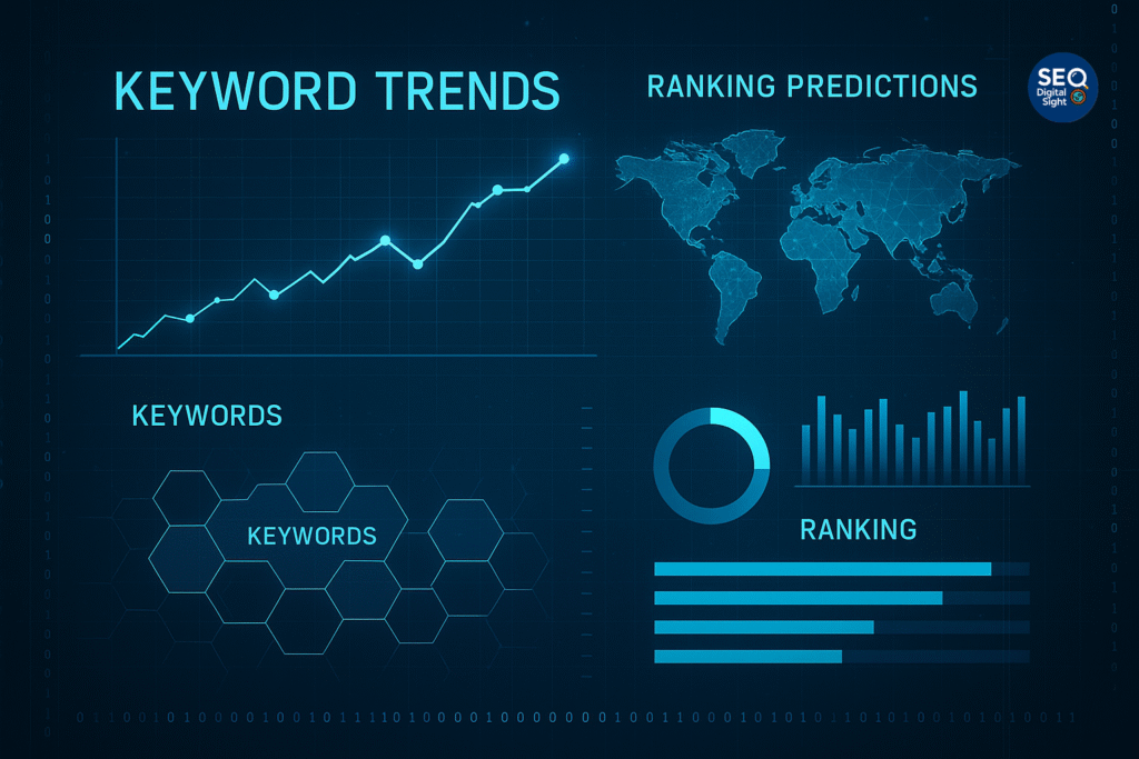 AI-powered SEO analytics showing keyword and ranking trends for businesses in New Jersey in 2026