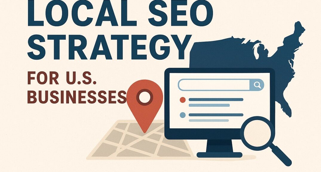 Comprehensive local SEO strategy diagram showing Google Business Profile, citations, reviews, and local rankings for US businesses
