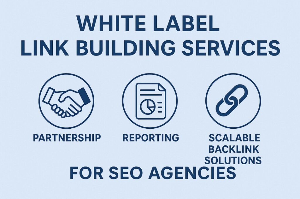 White label link building services for SEO agencies showing partnership, reporting, and scalable backlink solutions in USA