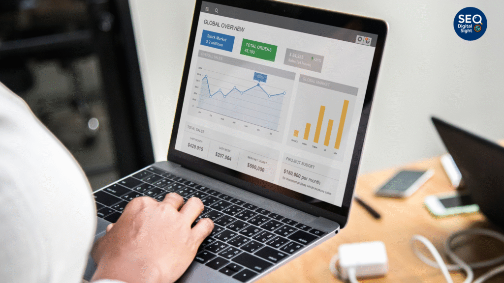 Domain authority growth chart showing accounting firm's backlink profile improvement from 15 to 38 over 12 months"